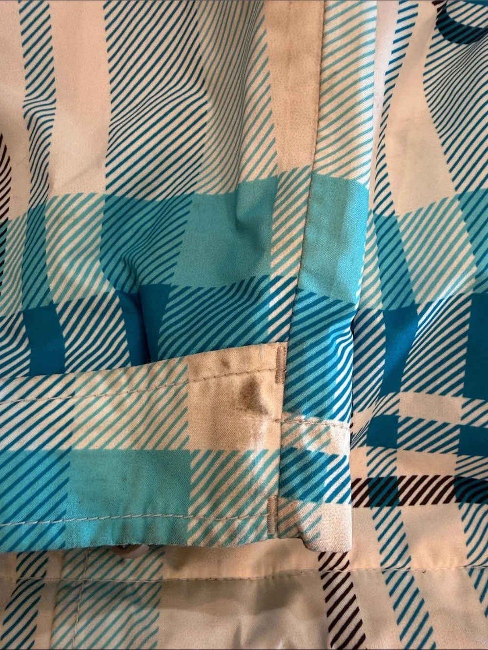 The North Face Teal and White Plaid Hooded Shell Jacket and vest zip in liner